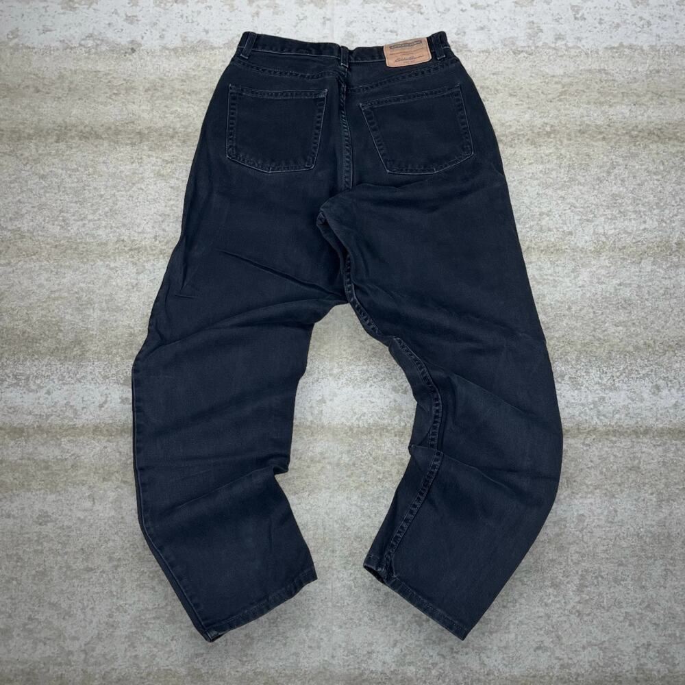Vintage Y2K Eddie Bauer Jeans Womens 10 Baggy Wide Leg Fit Jet Black Wash Denim